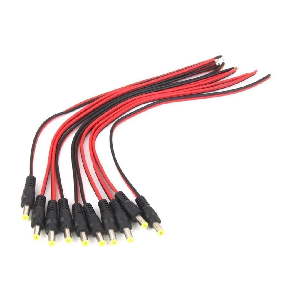 (image for) 100pcs security camera 12v DC 2.1mm Power Pigtail Male M cable Plug wire